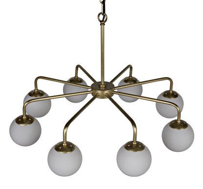 Larenta Metal and Glass Chandelier With Antique Brass-Chandeliers-Noir-Sideboards and Things