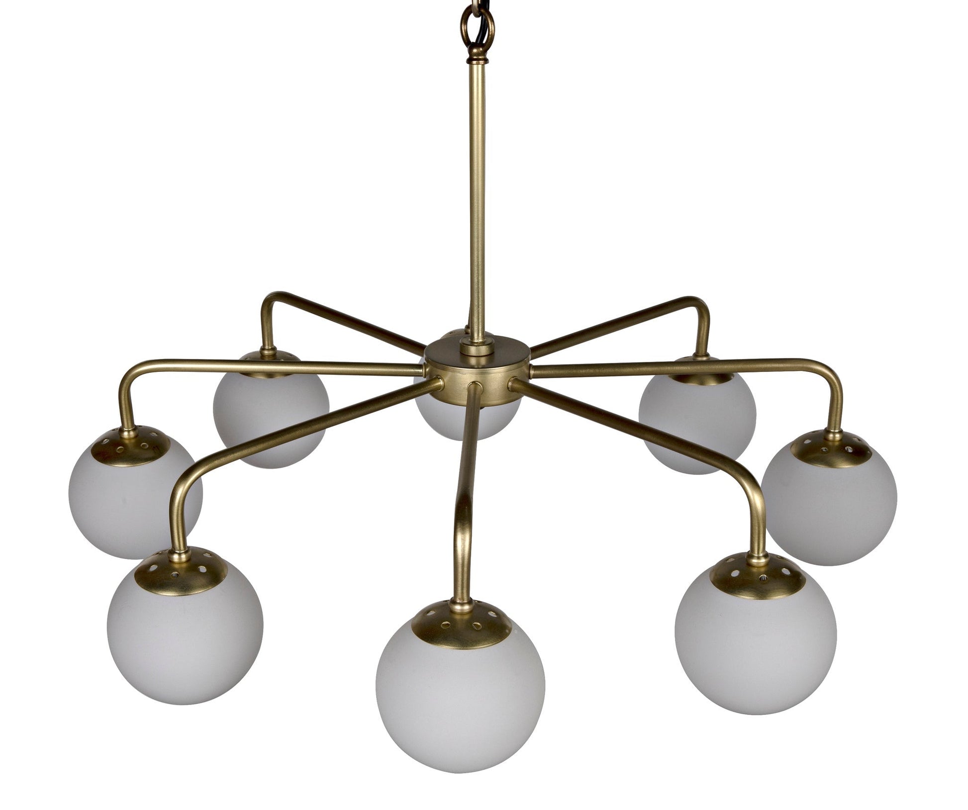 Larenta Metal and Glass Chandelier With Antique Brass-Chandeliers-Noir-Sideboards and Things