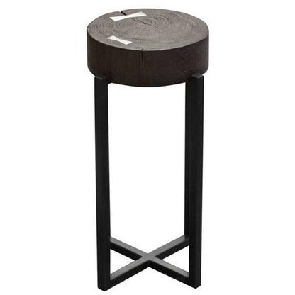 Large 25" Accent Table Wood Top in Espresso Finish Silver Inlay Side Tables Sideboards and Things  By Diamond Sofa