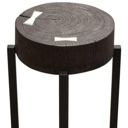 Large 25" Accent Table Wood Top in Espresso Finish Silver Inlay Side Tables Sideboards and Things  By Diamond Sofa