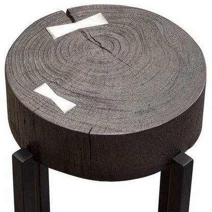 Large 25" Accent Table Wood Top in Espresso Finish Silver Inlay Side Tables Sideboards and Things  By Diamond Sofa