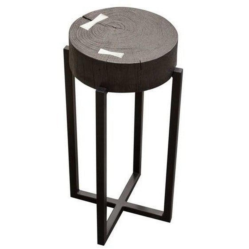 Large 25" Accent Table Wood Top in Espresso Finish Silver Inlay Side Tables Sideboards and Things  By Diamond Sofa