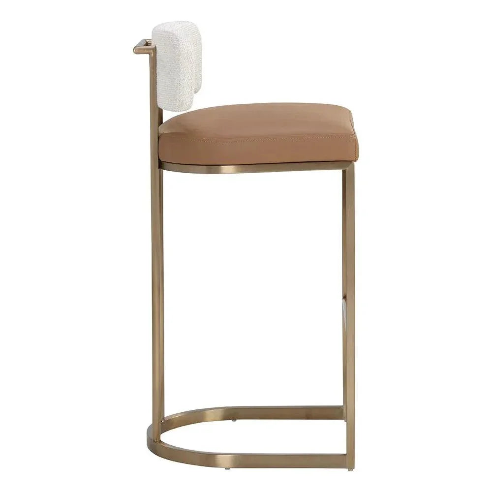 SUNPAN Larissa Napa Cognac Faux Leather Barstool