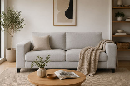 LOOMLAN Custom Upholstery Larvik Minimalist Rounded Edge Fabric Loveseat