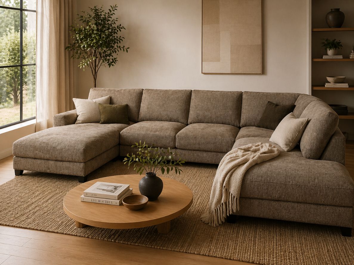 LOOMLAN Custom Upholstery Larvik Minimalist Rounded Edge Fabric Modular Sofa