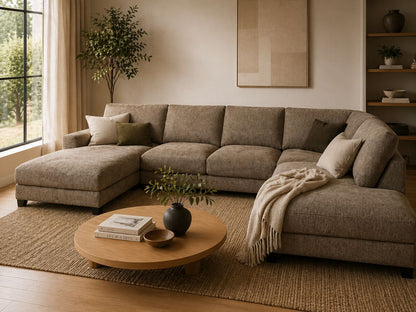 LOOMLAN Custom Upholstery Larvik Minimalist Rounded Edge Fabric Modular Sofa