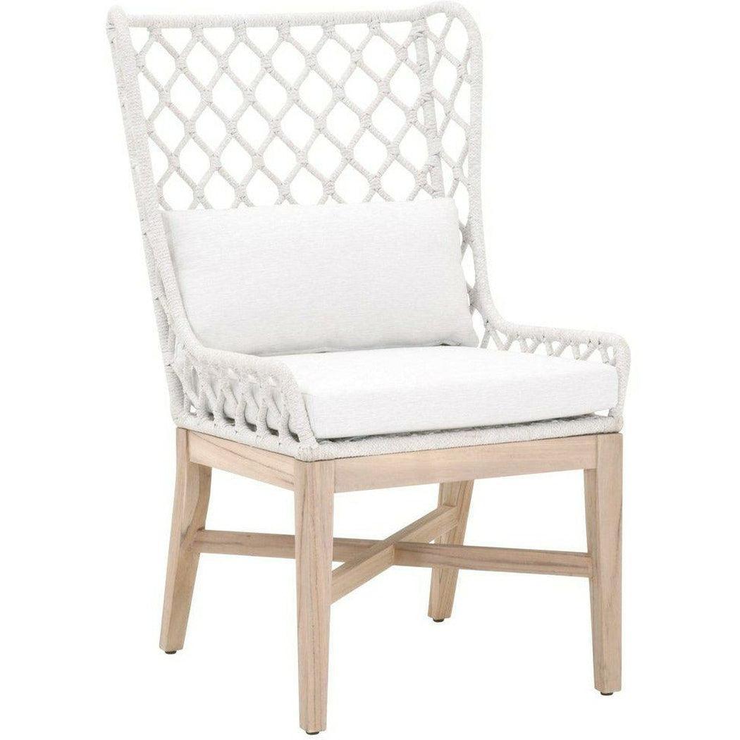 Lattis Outdoor Wing Chair White Speckle Rope & Seat Gray Teak Outdoor Accent Chairs Sideboards and Things By Essentials For Living