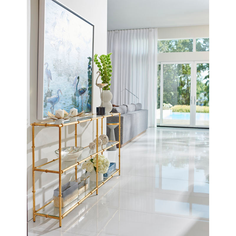 Chelsea House Lauren Glass Top Console Table
