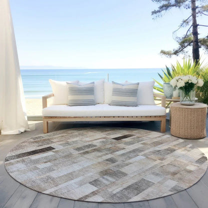 LOOMLAN Rugs Laventhia Brown Washable Indoor-Outdoor Rug