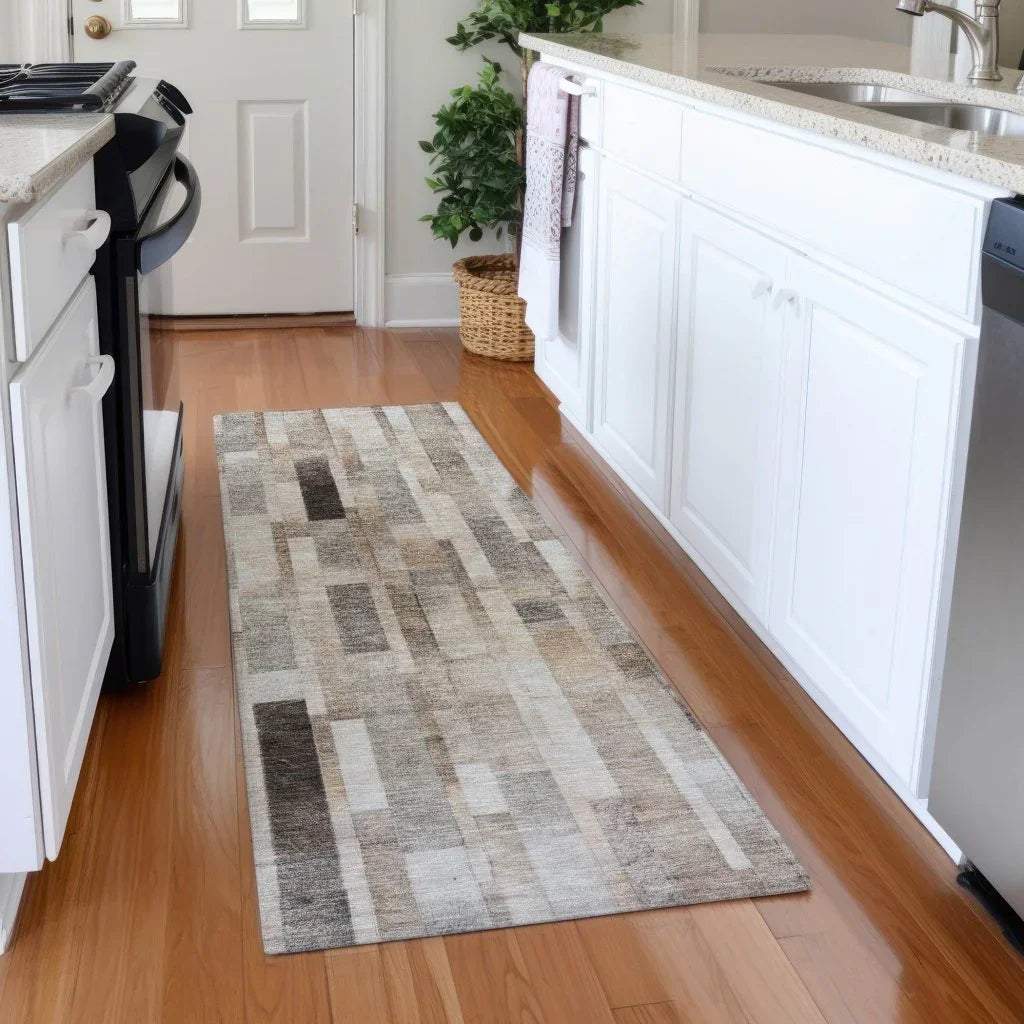 LOOMLAN Rugs Laventhia Brown Washable Indoor-Outdoor Rug