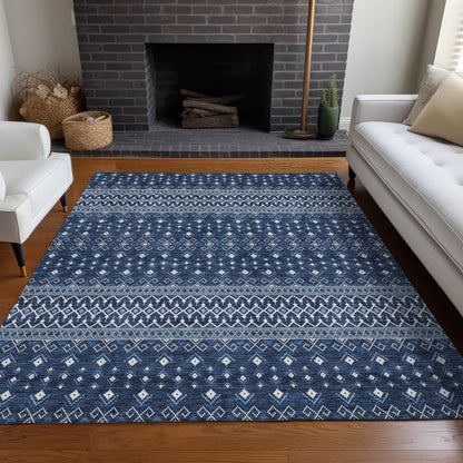 Addison Rugs Lazy Rivers Blue Washable Indoor-Outdoor Rug