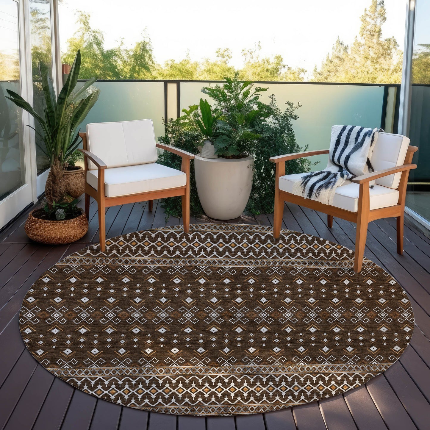 Addison Rugs Lazy Rivers Chocolate Washable Indoor-Outdoor Rug