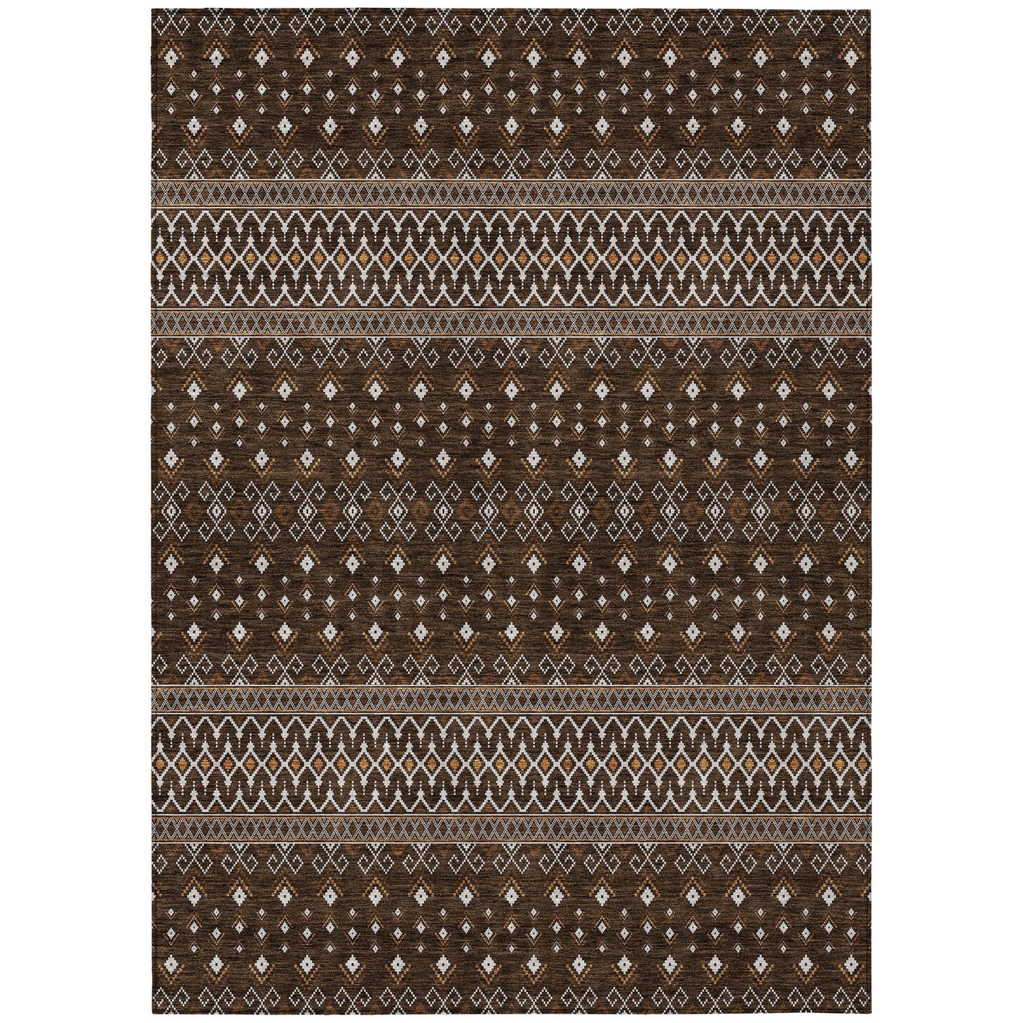 Addison Rugs Lazy Rivers Chocolate Washable Indoor-Outdoor Rug