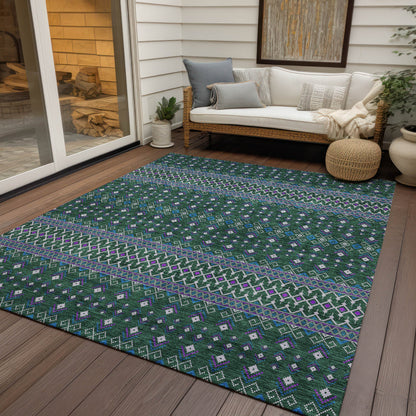 Addison Rugs Lazy Rivers Green Washable Indoor-Outdoor Rug