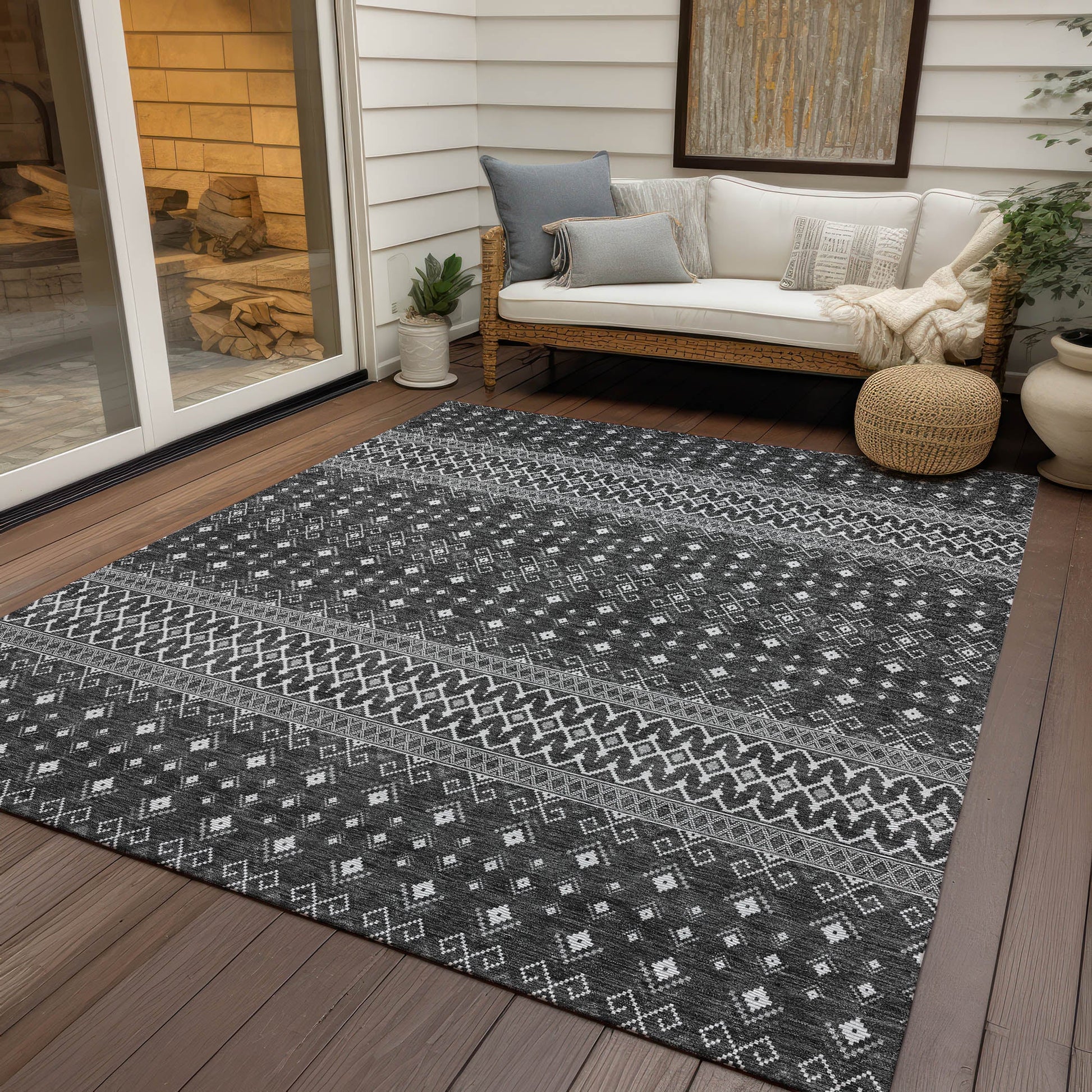 Addison Rugs Lazy Rivers Grey Washable Indoor-Outdoor Rug