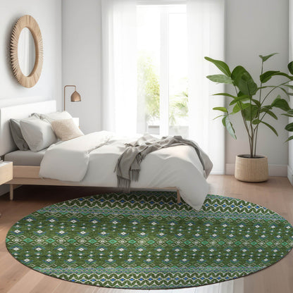 Addison Rugs Lazy Rivers Olive Washable Indoor-Outdoor Rug