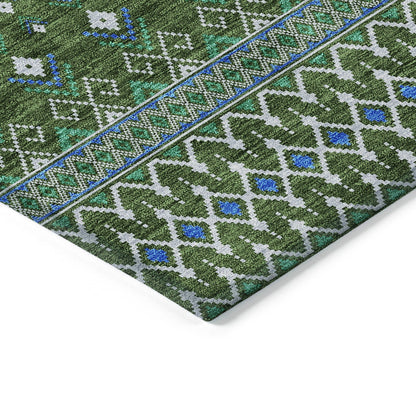 Addison Rugs Lazy Rivers Olive Washable Indoor-Outdoor Rug