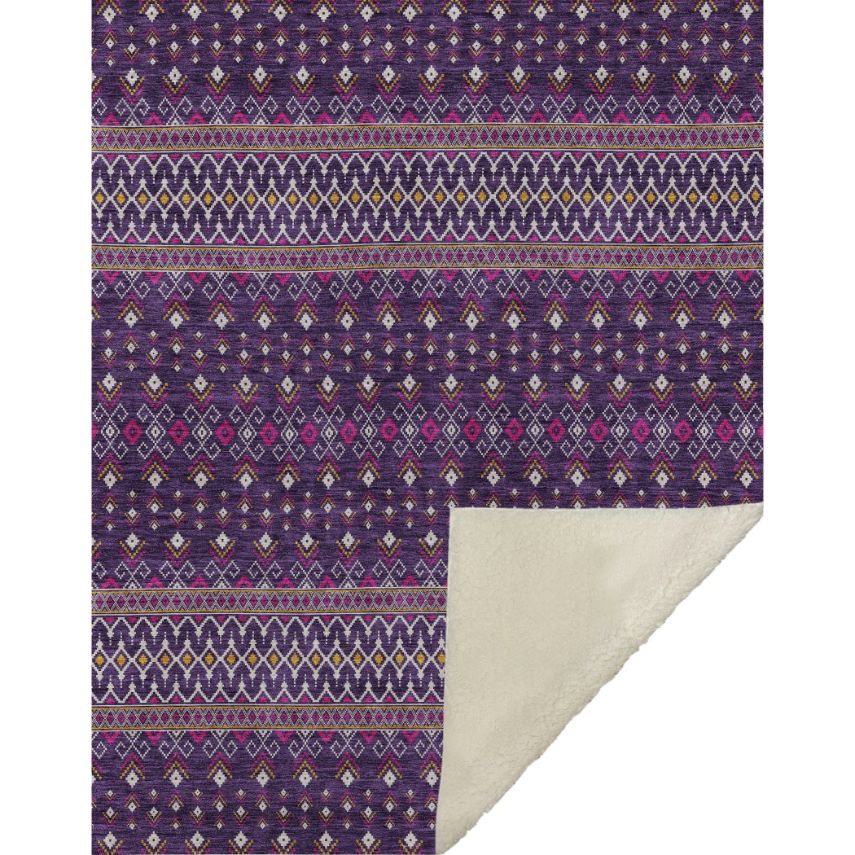 Addison Rugs Lazy Rivers Purple Indoor-Outdoor Rug with Matching Throw