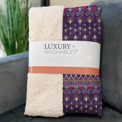 Addison Rugs Lazy Rivers Purple Indoor-Outdoor Rug with Matching Throw