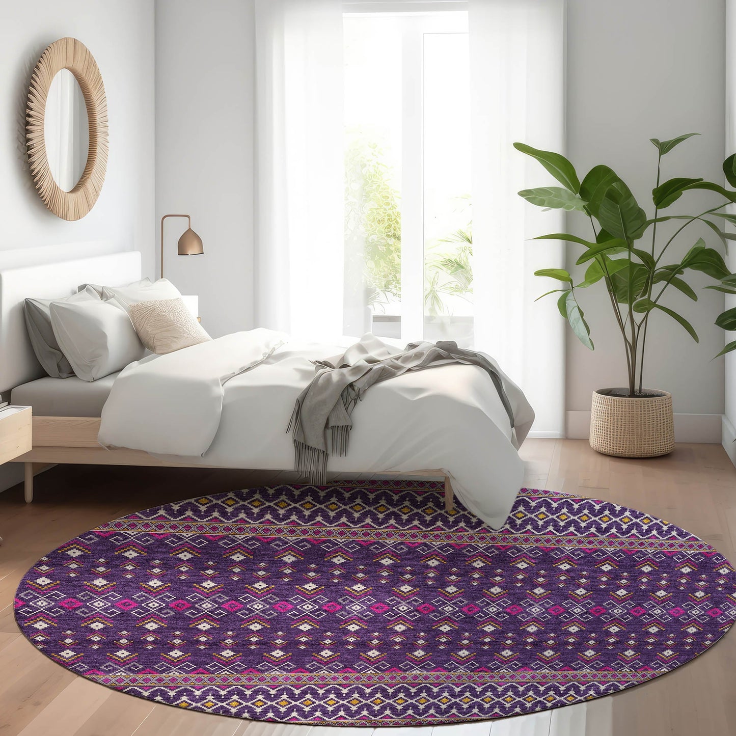 Addison Rugs Lazy Rivers Purple Indoor-Outdoor Rug with Matching Throw