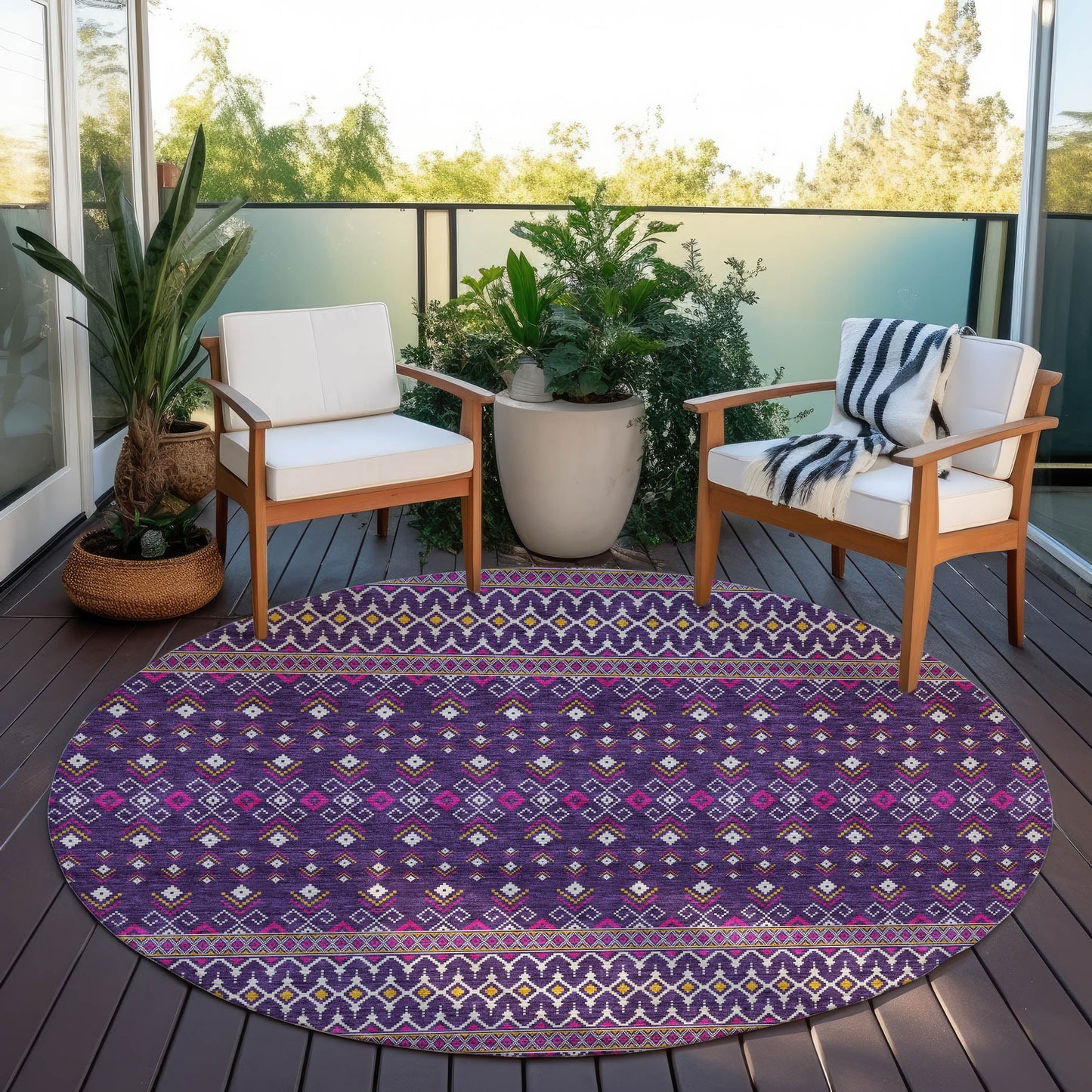 Addison Rugs Lazy Rivers Purple Washable Indoor-Outdoor Rug