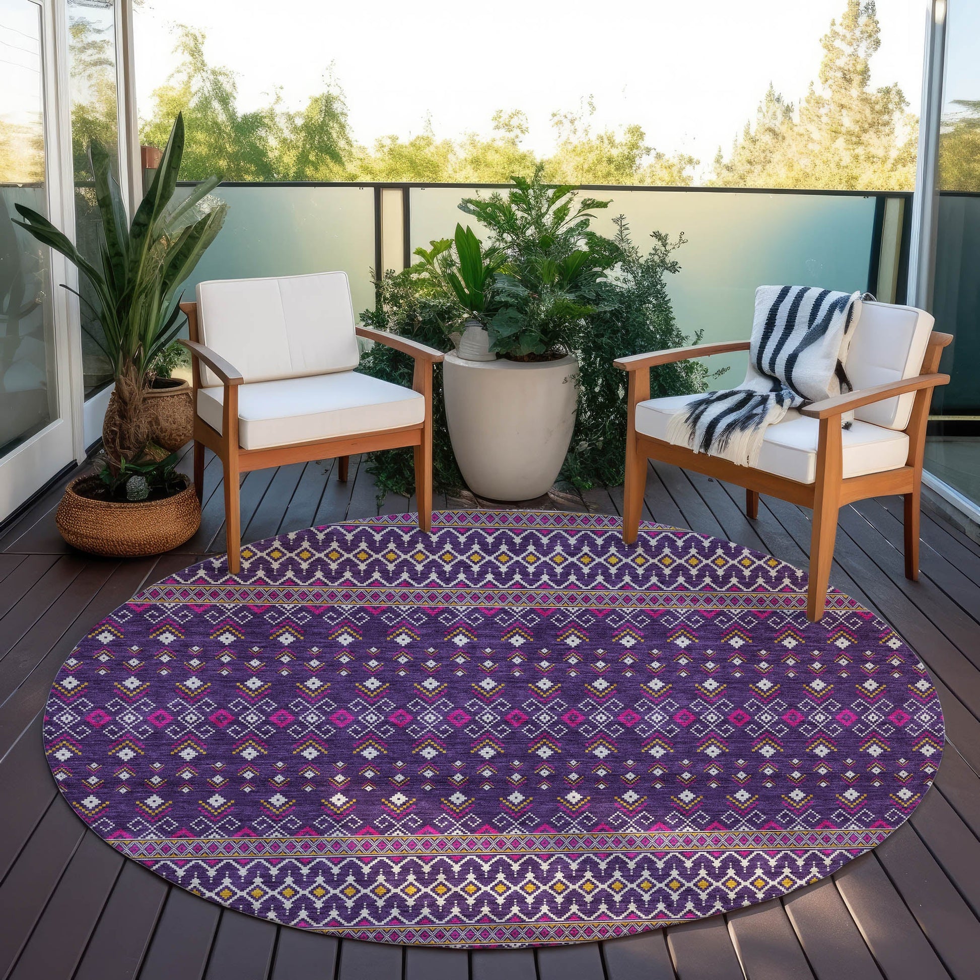 Addison Rugs Lazy Rivers Purple Washable Indoor-Outdoor Rug