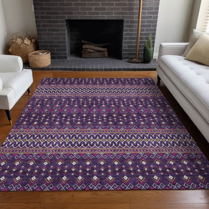 Addison Rugs Lazy Rivers Purple Indoor-Outdoor Rug with Matching Throw