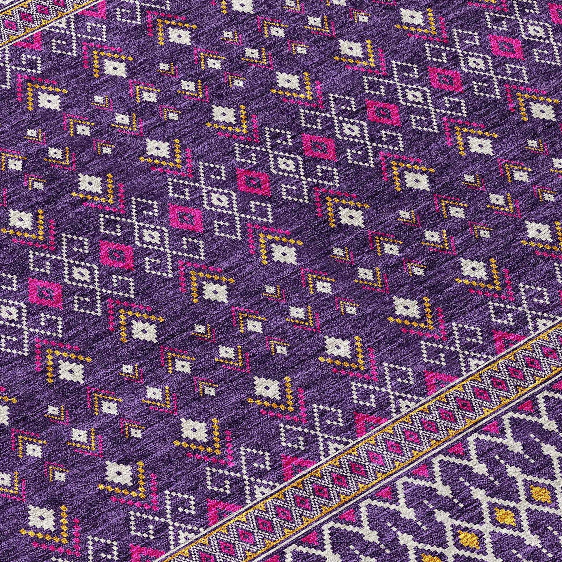 Addison Rugs Lazy Rivers Purple Indoor-Outdoor Rug with Matching Throw