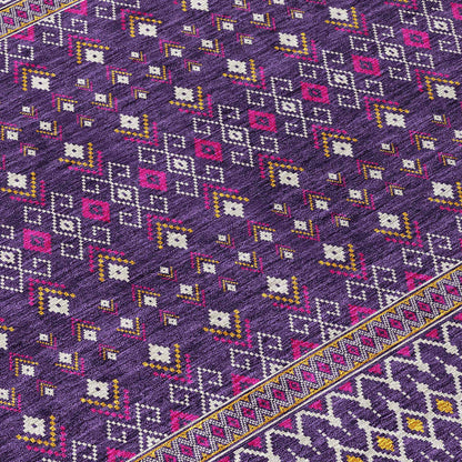Addison Rugs Lazy Rivers Purple Indoor-Outdoor Rug with Matching Throw