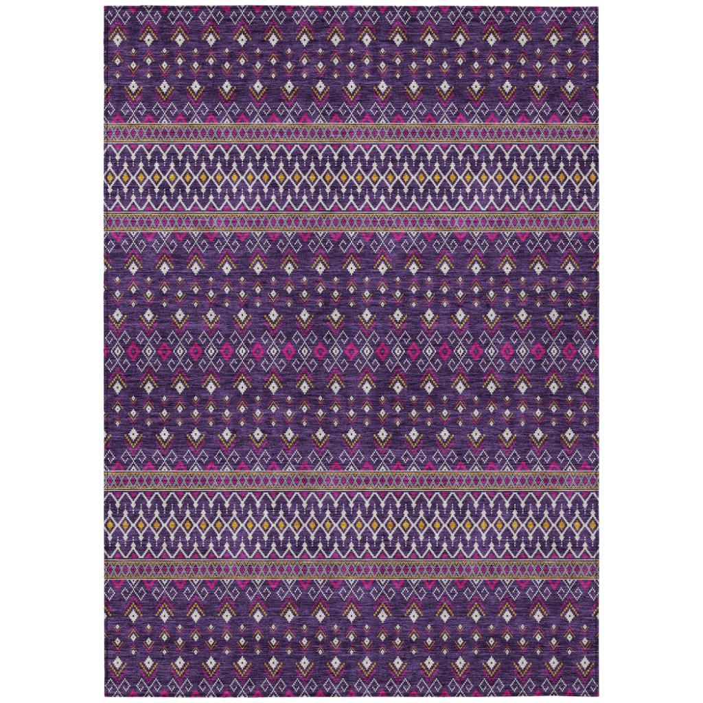 Addison Rugs Lazy Rivers Purple Indoor-Outdoor Rug with Matching Throw