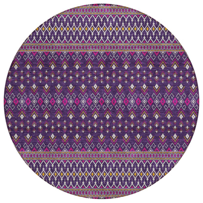 Addison Rugs Lazy Rivers Purple Indoor-Outdoor Rug with Matching Throw