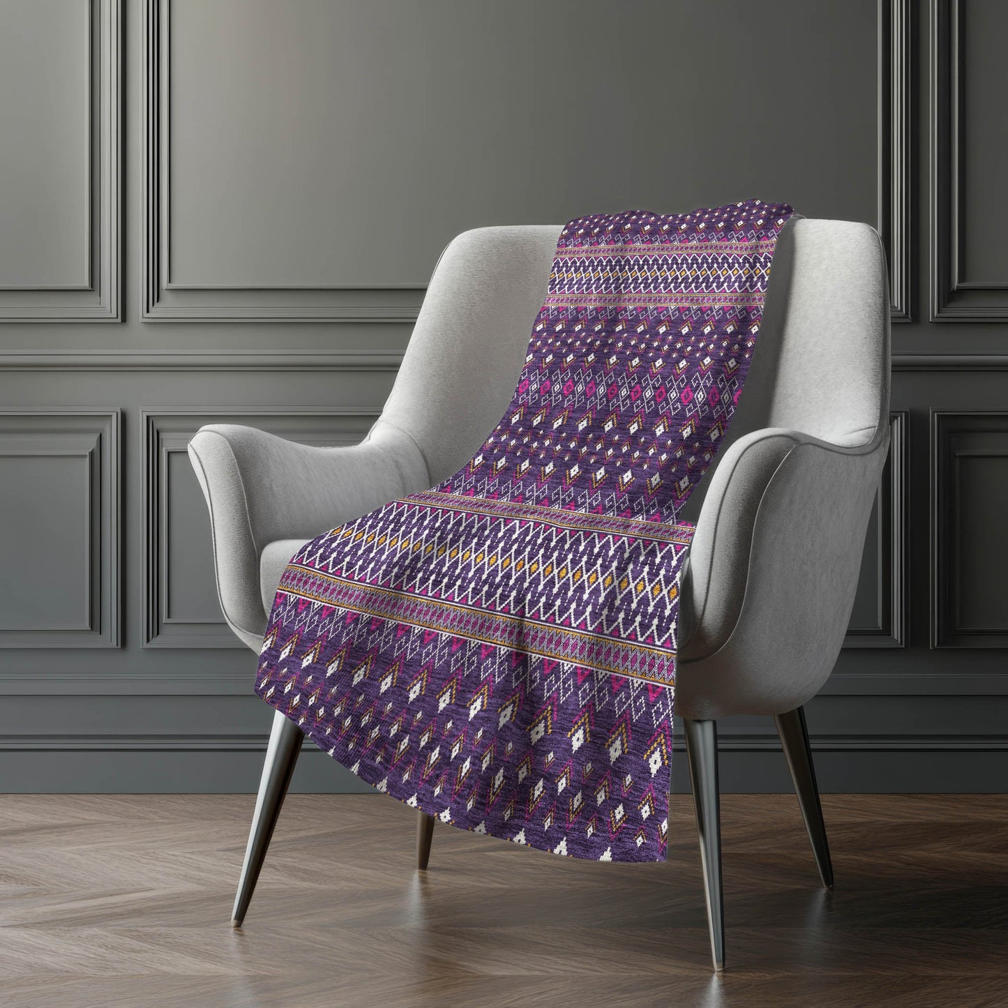 Addison Rugs Lazy Rivers Purple Indoor-Outdoor Rug with Matching Throw