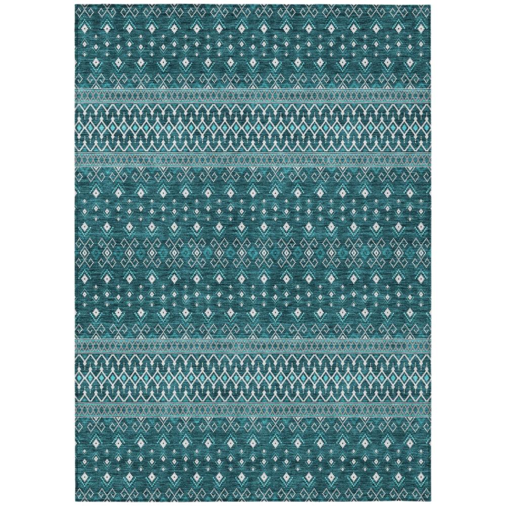Addison Rugs Lazy Rivers Teal Washable Indoor-Outdoor Rug