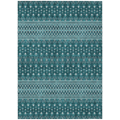 Addison Rugs Lazy Rivers Teal Washable Indoor-Outdoor Rug