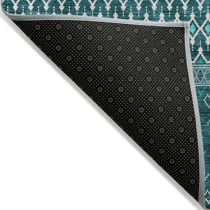 Addison Rugs Lazy Rivers Teal Washable Indoor-Outdoor Rug