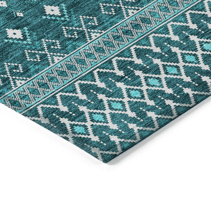Addison Rugs Lazy Rivers Teal Washable Indoor-Outdoor Rug