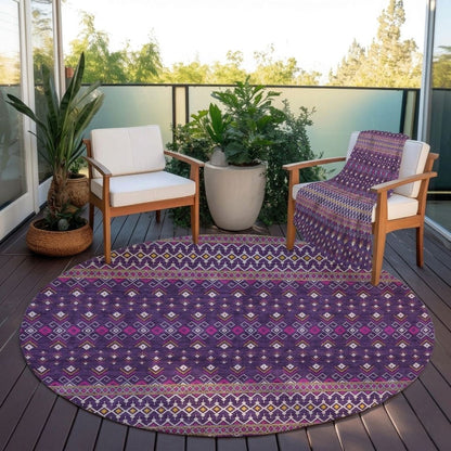 Addison Rugs Lazy Rivers Purple Indoor-Outdoor Rug with Matching Throw