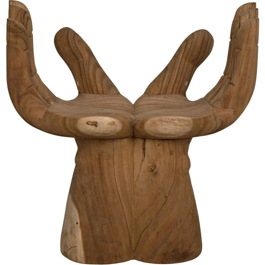 Noir Le Main Natural Teal Wood Armless Chair