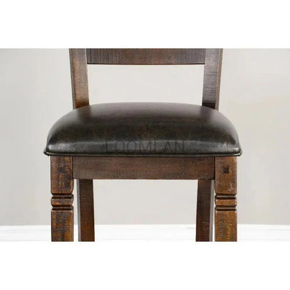 Ladderback Dining Chair Leather Seat Set - LOOMLAN - Sunny D - Dining Chairs