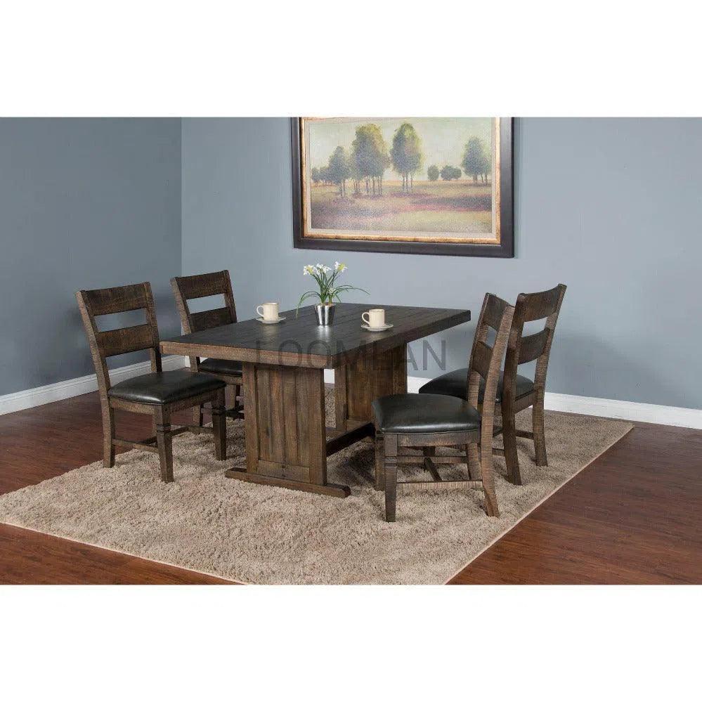 Ladderback Dining Chair Leather Seat Set - LOOMLAN - Sunny D - Dining Chairs