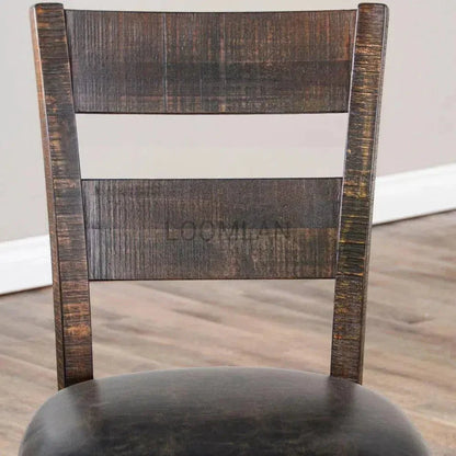 Ladderback Dining Chair Leather Seat Set - LOOMLAN - Sunny D - Dining Chairs