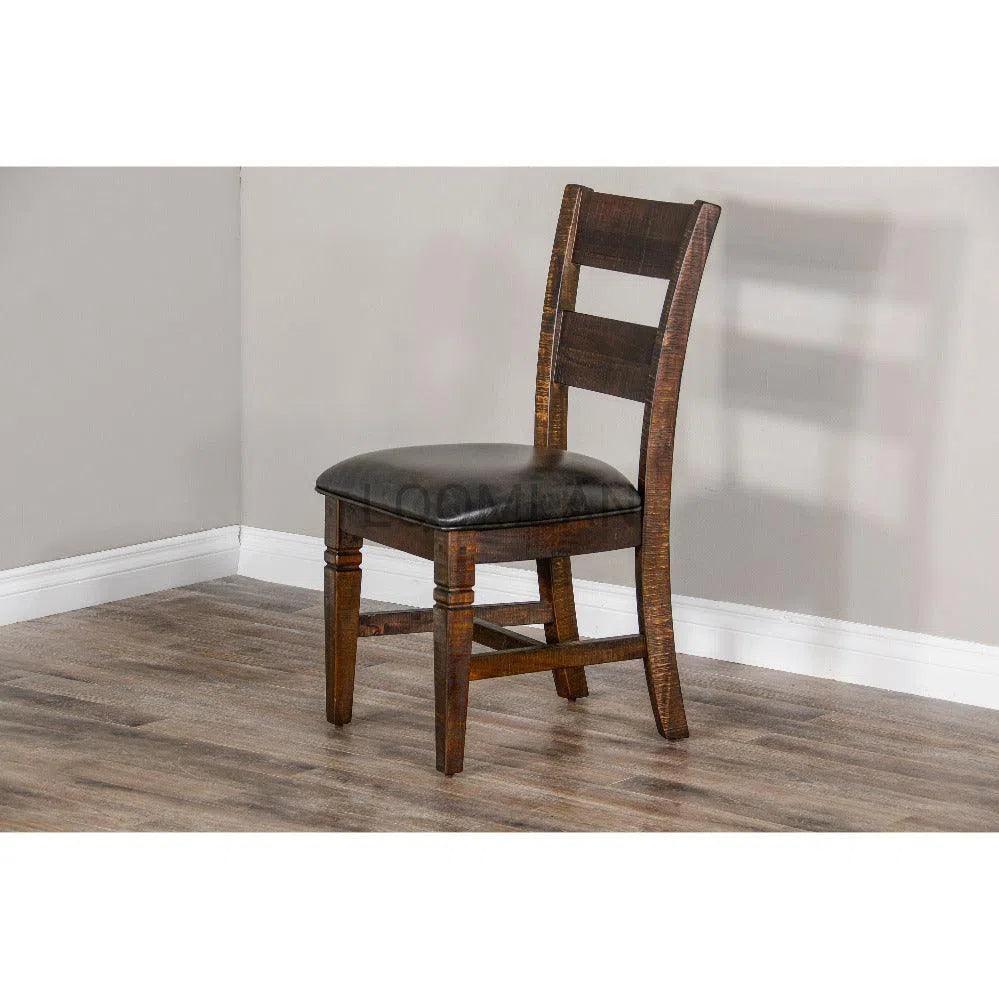 Ladderback Dining Chair Leather Seat Set - LOOMLAN - Sunny D - Dining Chairs