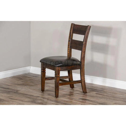 Ladderback Dining Chair Leather Seat Set - LOOMLAN - Sunny D - Dining Chairs