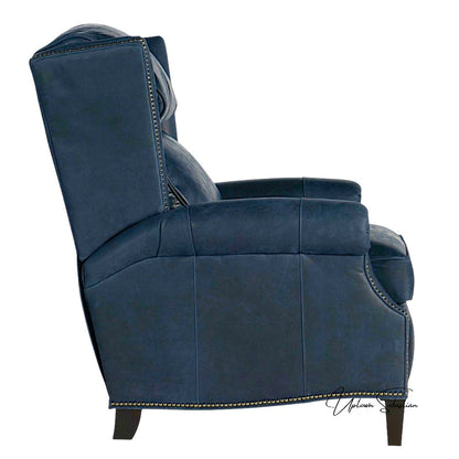 Violin Navy Blue Genuine Leather Power Recliner