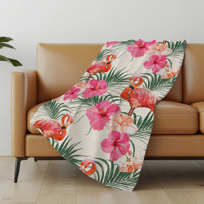 Leaves & Flamingos 50" x 70" Throw Blanket