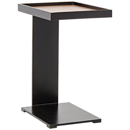 Ledge Wood and Black Steel Square Side Table-Side Tables-Noir-Sideboards and Things