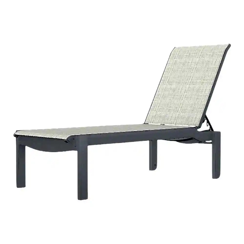 Leeward MGP Sling Stacking Armless Chaise with Wheels