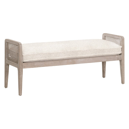 Leone Wood and Rattan Brown Bench