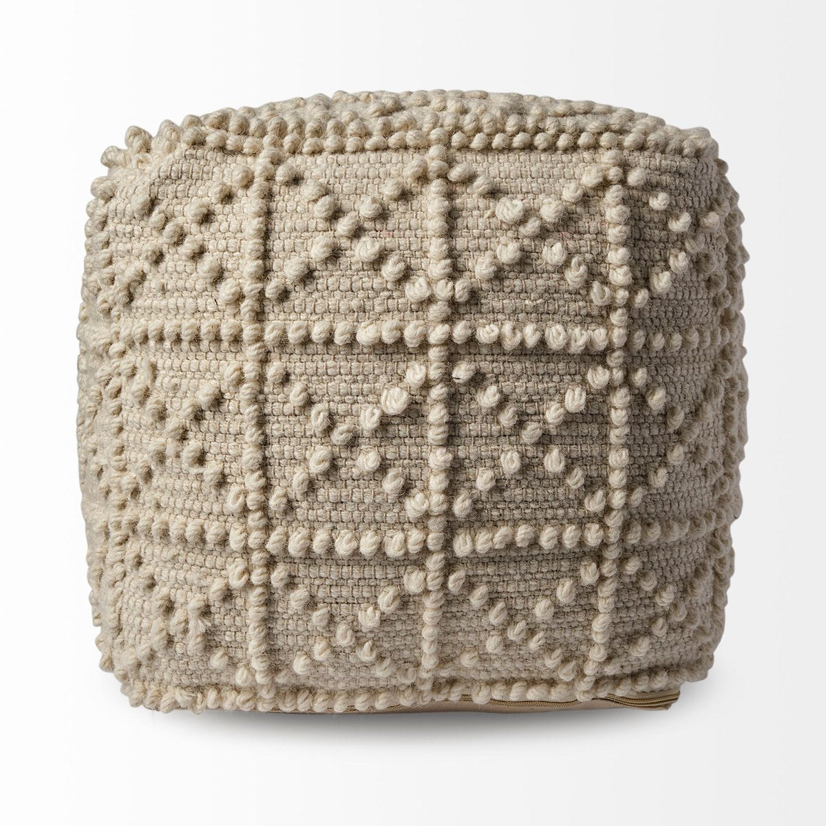 Mercana Leroy Cream Wool Pouf