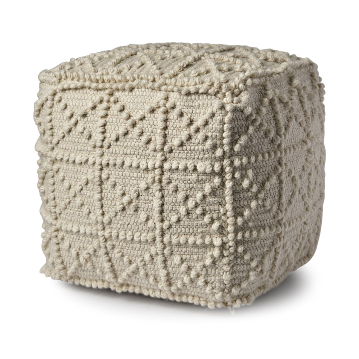 Mercana Leroy Cream Wool Pouf